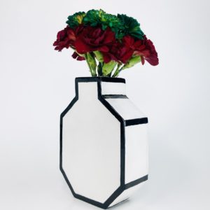 White and Black Geometric Vase